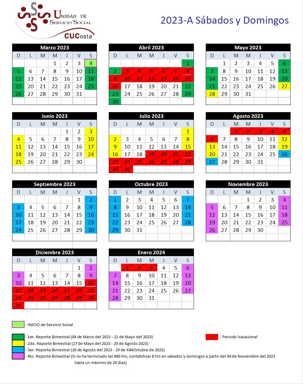calendario servicio social