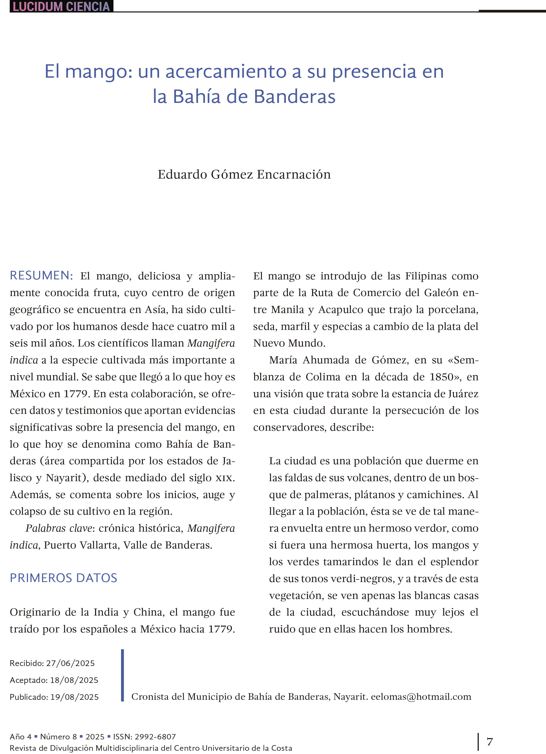 1. El mango: un acercamiento a su presencia en la Bahía de Banderas