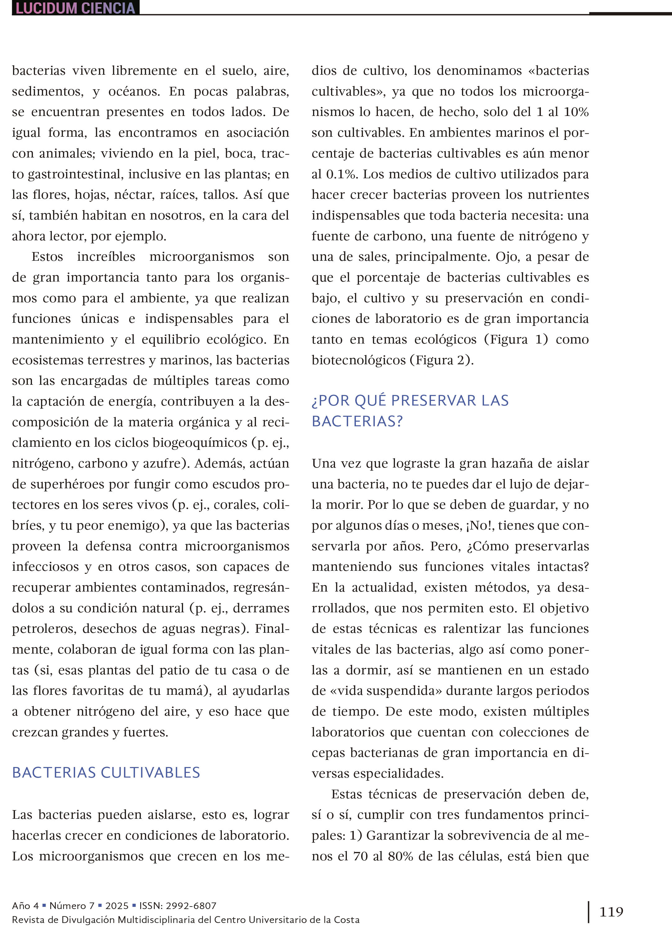 14. Conservando el futuro: el reto de la preservación bacteriana