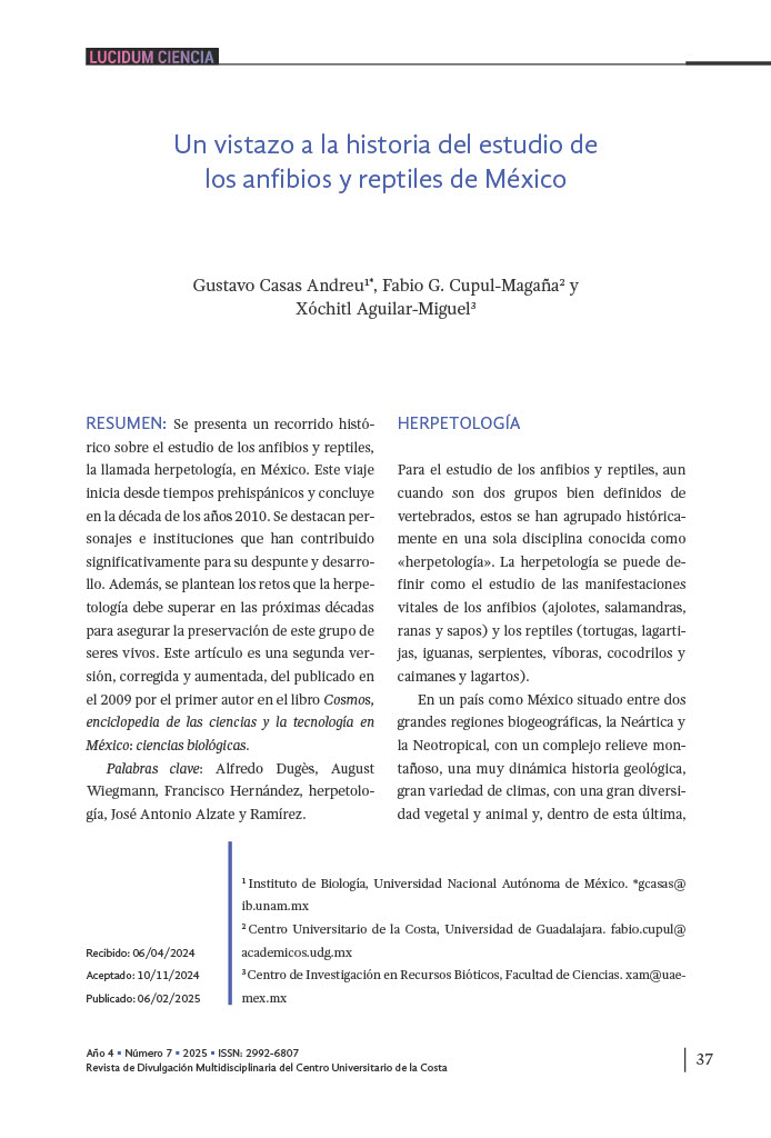 4. Un vistazo a la historia del estudio de los anfibios y reptiles de México