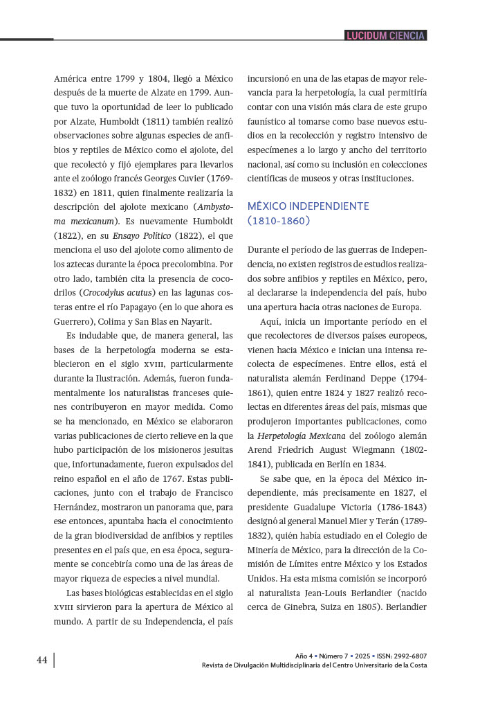 4. Un vistazo a la historia del estudio de los anfibios y reptiles de México