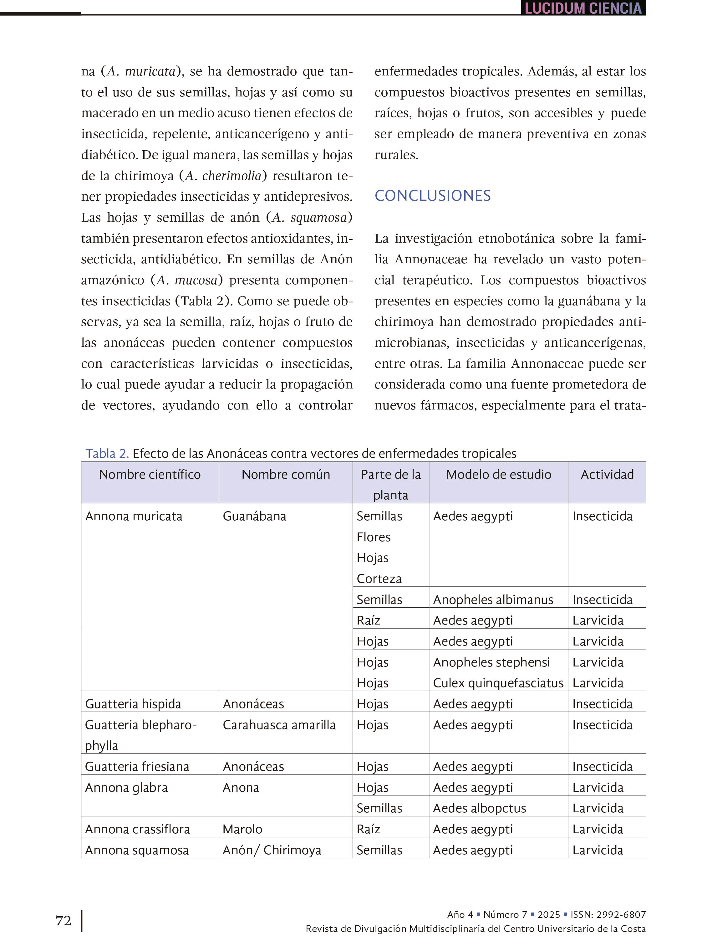 7. Plantas vs. Patrañas: la importancia de compuestos activos de origen vegetal para mitigar enfermedades
