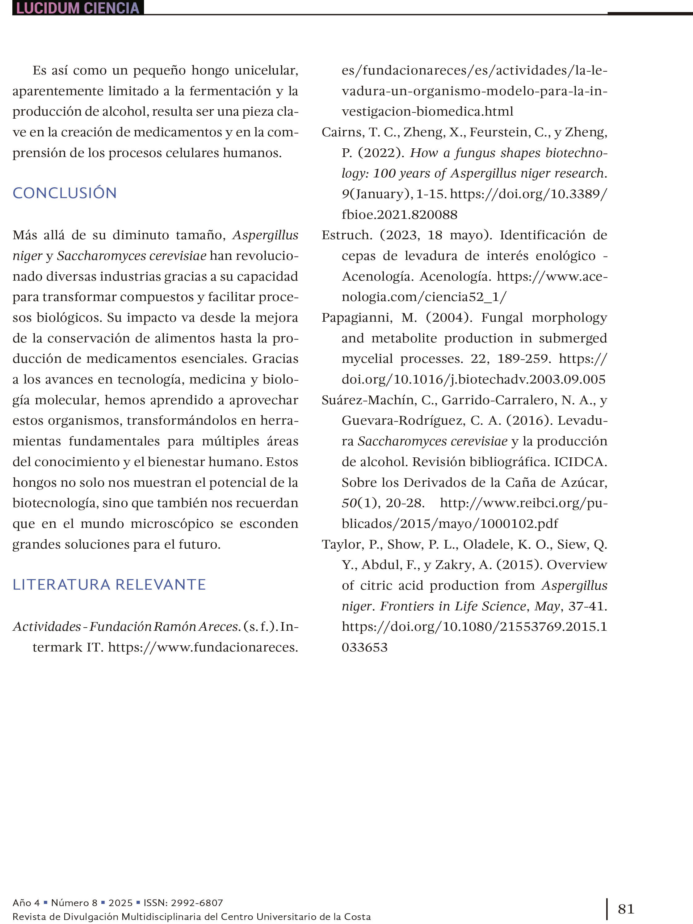 Entre micelios y mercados: los hongos Aspergillus niger y Saccharomyces cerevisiae