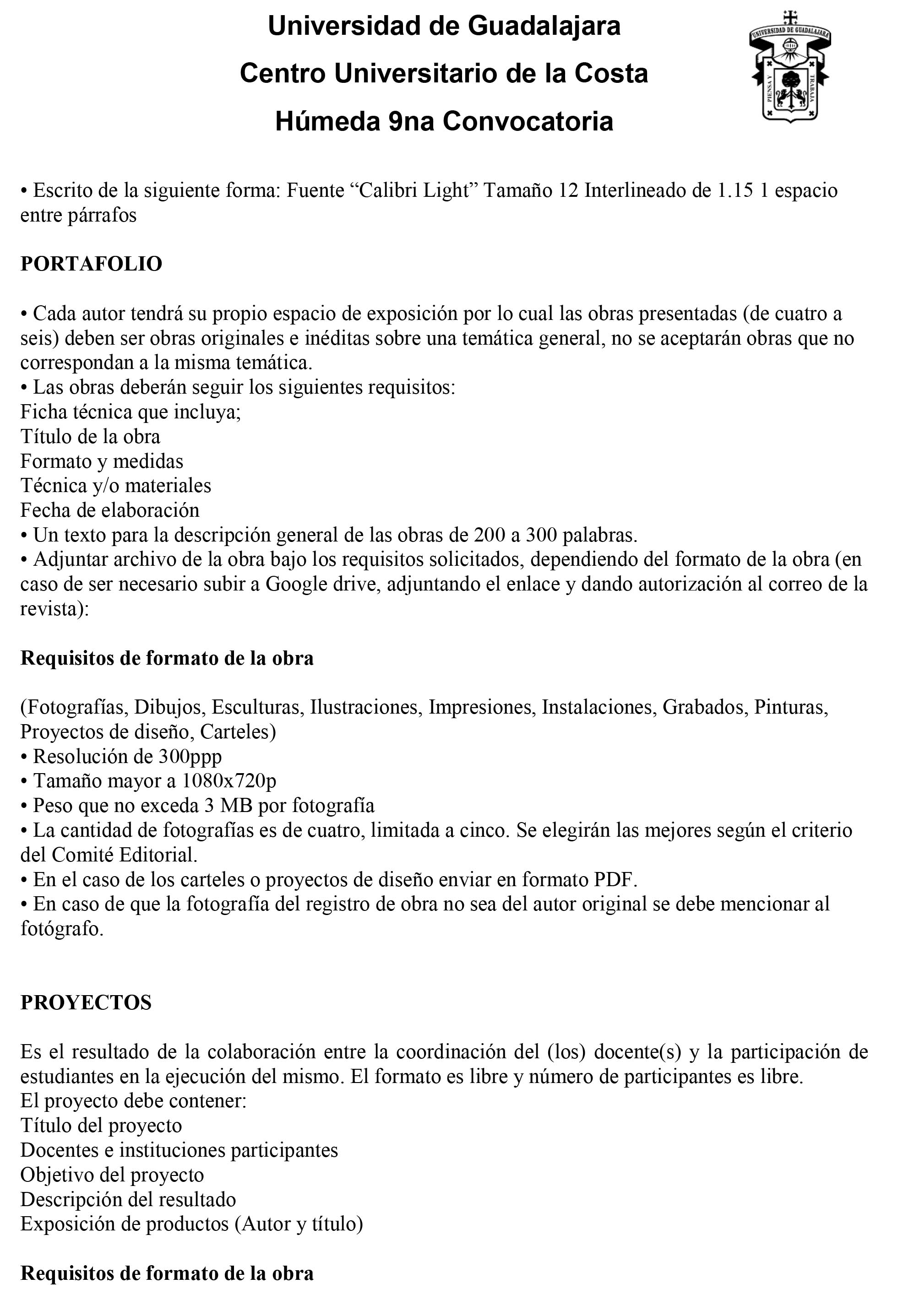 Convocatoria Revista HÚMEDA