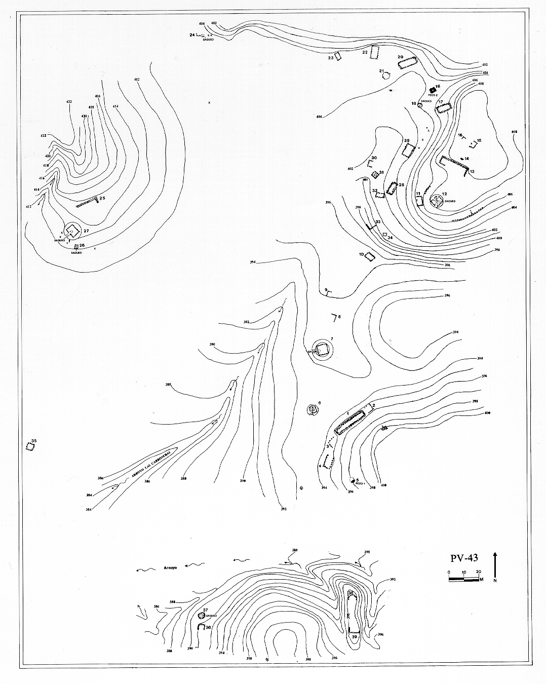 Plano topográfica - La Mesa del Veladero
