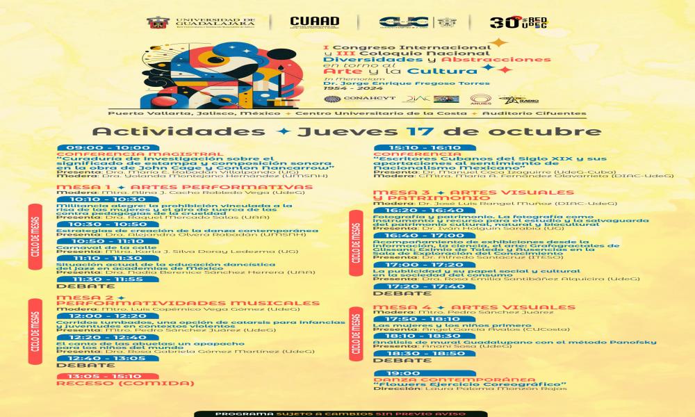 I Congreso Internacional y III Coloquio Nacional "Diversidades y Abstracciones en torno al Arte y la Cultura" se realizará en CUCosta