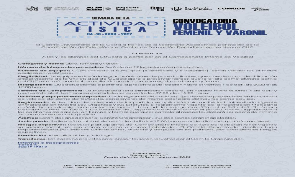 Presentan programa de actividades de la Semana de Actividad Física del CUCosta