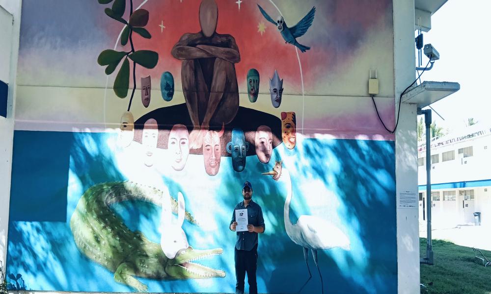 Jóvenes artistas del CUCosta pintaron murales para fomentar la Cultura de Paz