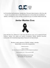 El CUCosta manifiesta sus más sentidas condolencias por el sensible fallecimiento de Javier Montes Cruz
