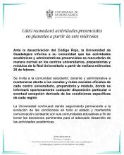 UdeG reanudará actividades presenciales en planteles a partir de este miércoles
